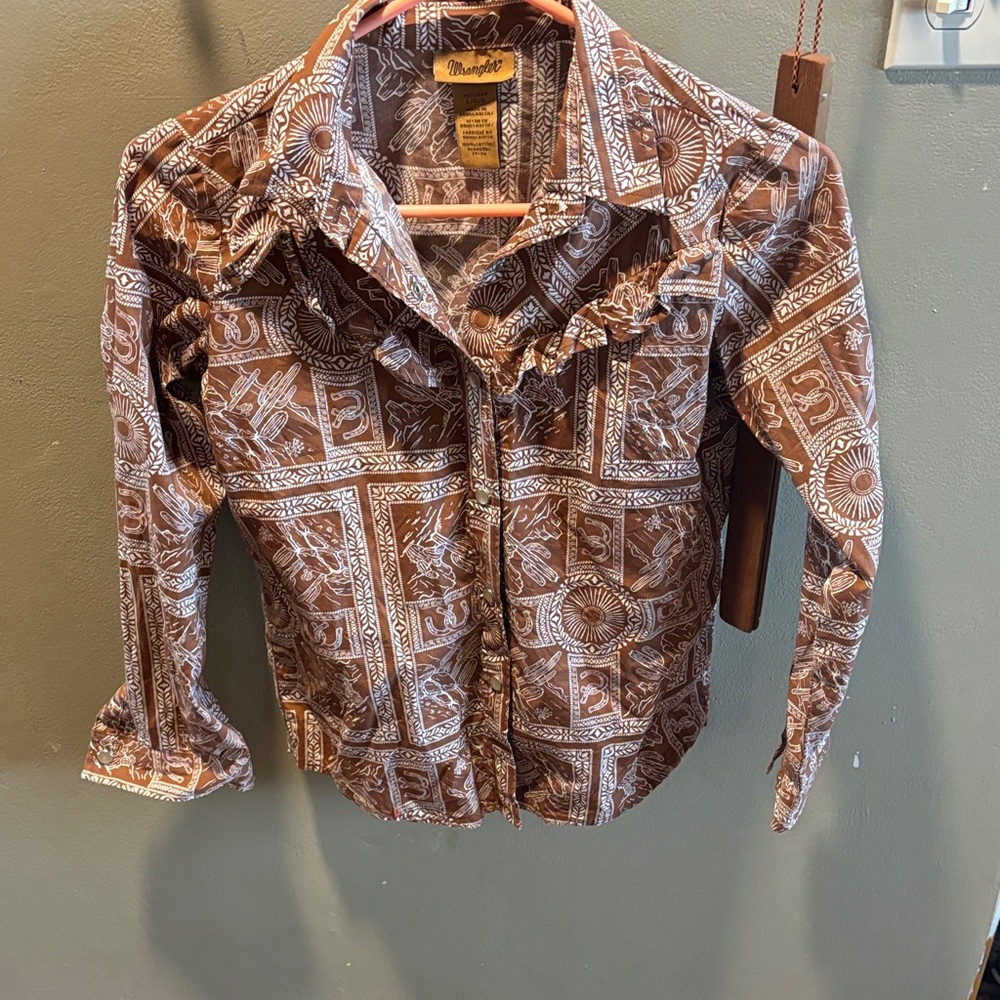 Wrangler Brown Patterned Long Sleeve Shirt